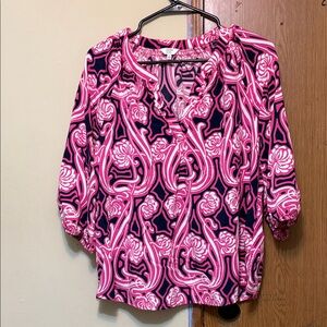 Crown & Ivy Pink and Black Swirl Blouse
